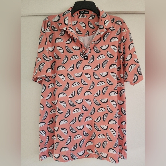 Bad Birdie Other - Bad Birdie Lemon Slice Polo Shirt Bold Golf Performance Top Size L